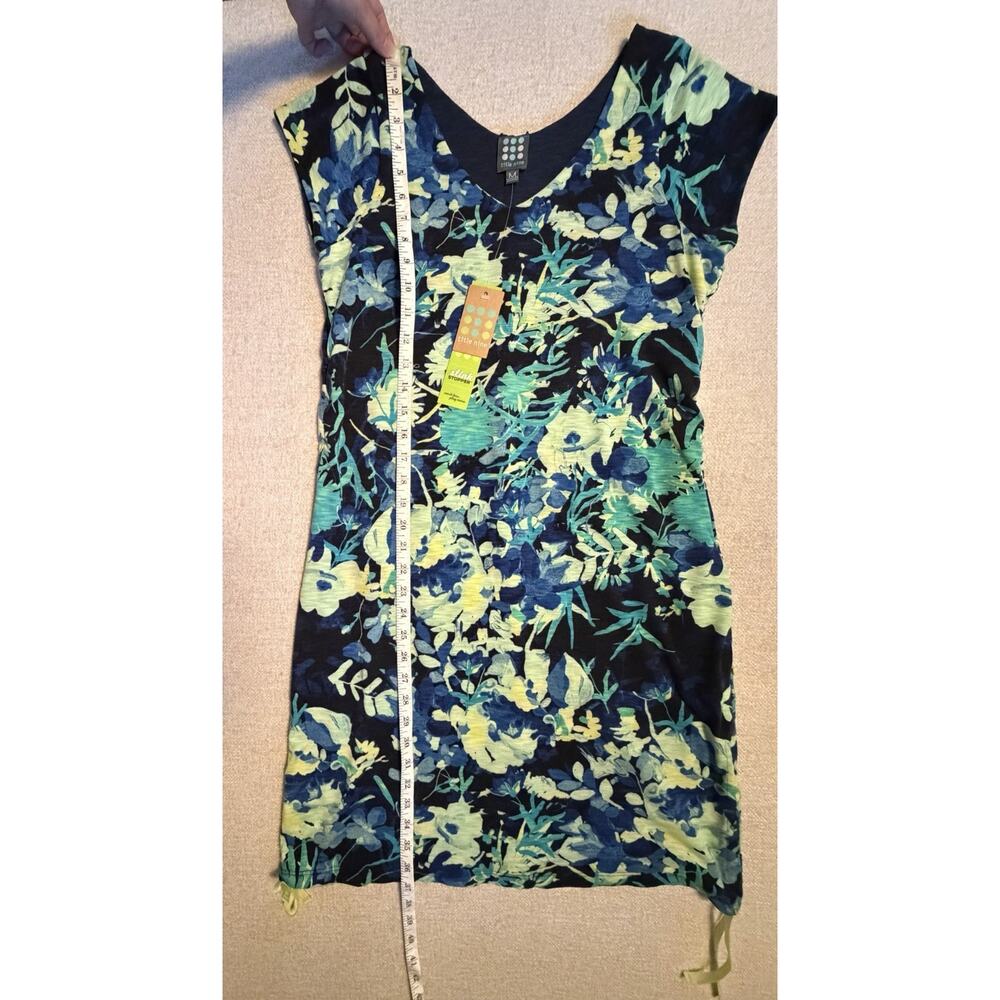 Title Nine Reversible Dress 2 In 1 Navy Blue & Floral Medium Rouched Sides New - Picture 12 of 13